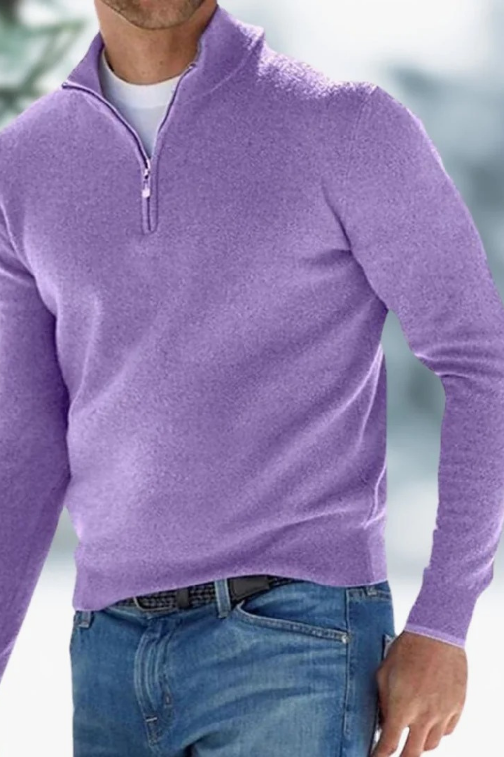 Mock Neck Quarter Zip Sweater Smart Casual Style