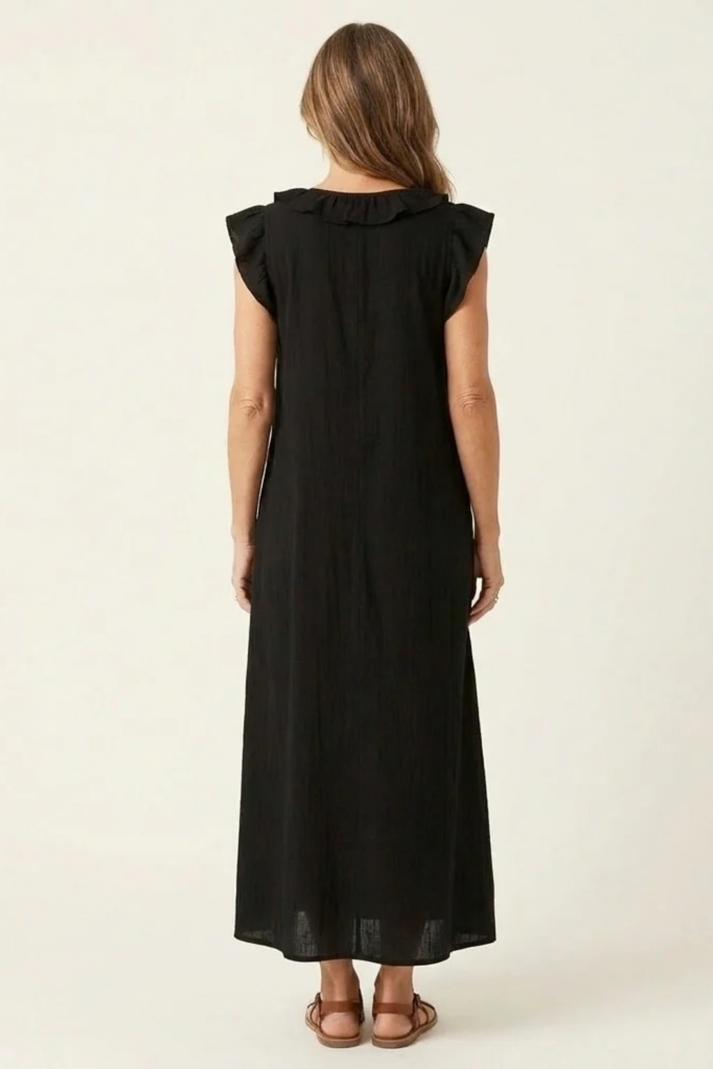Maxi Dress Ruffle V Neck Relaxed Style