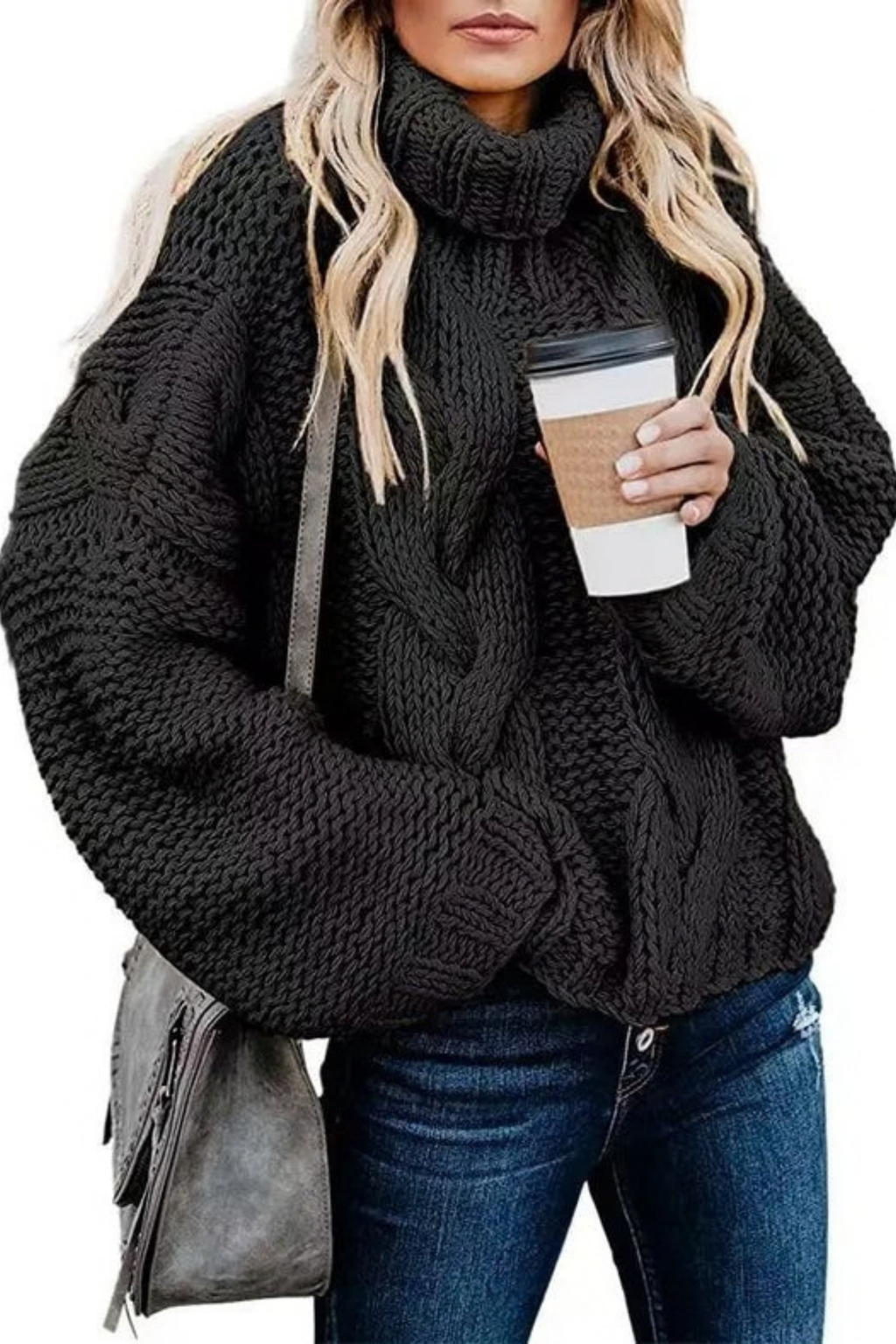 Women’s Turtleneck Sweater Chunky Knit Cozy Style