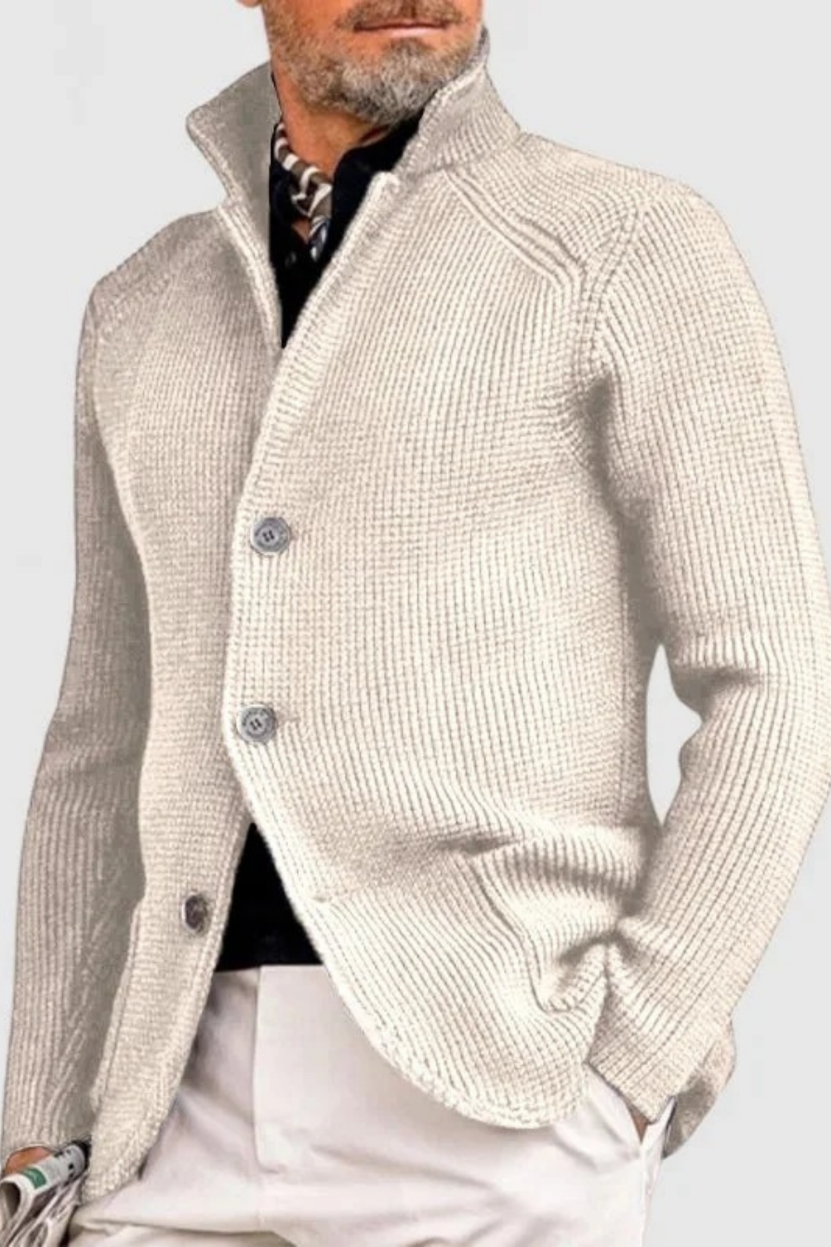 Waffle Knit Cardigan Sweater Smart Casual Style