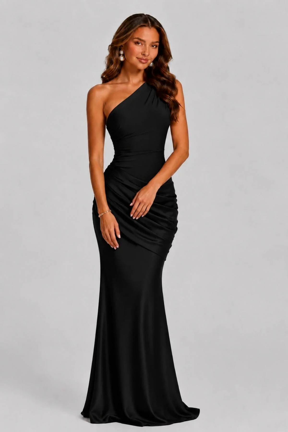 Maxi Wedding Dress One Shoulder Elegant Style