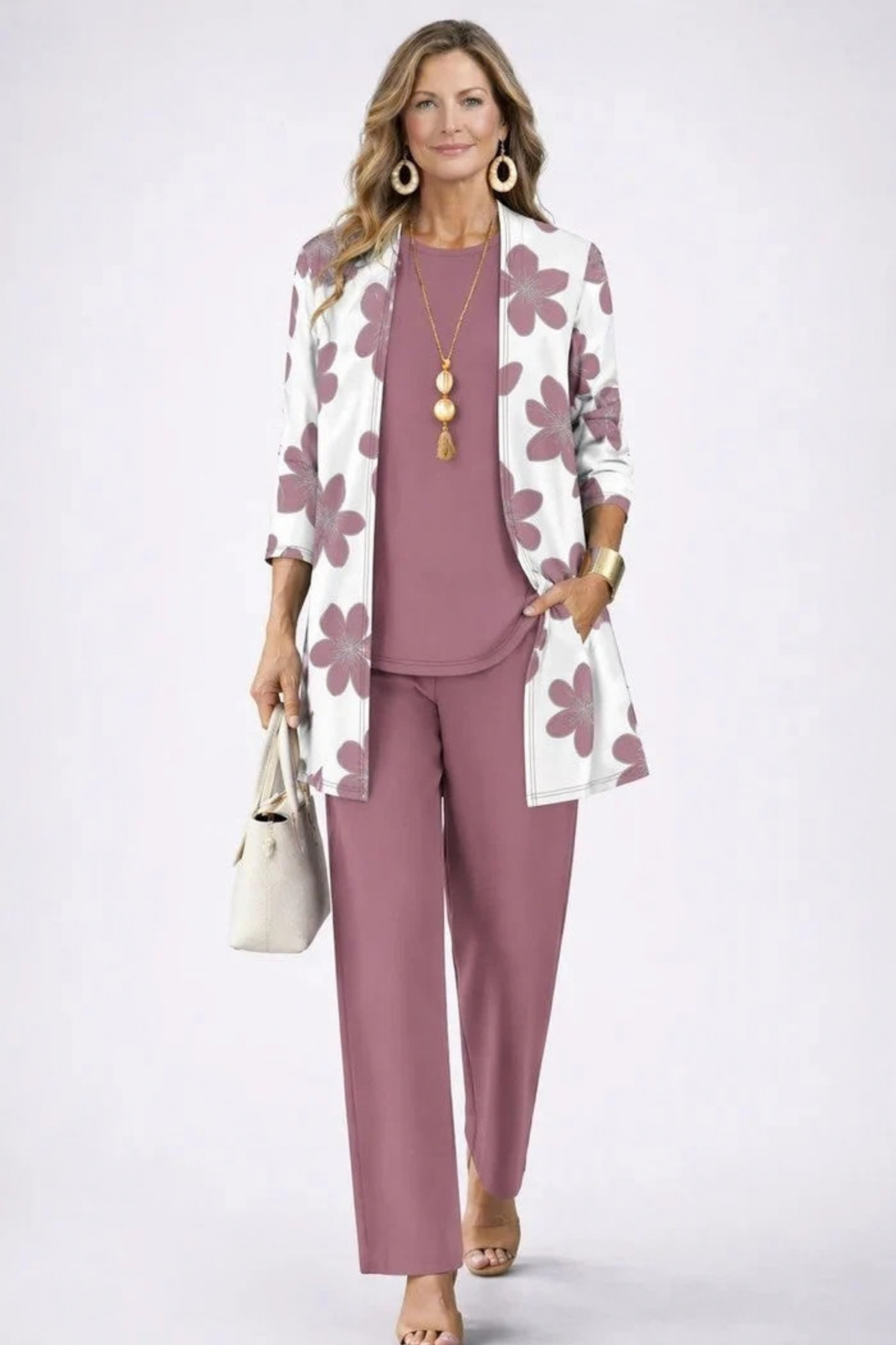 Women’s Matching Set Open Front Elegant Style