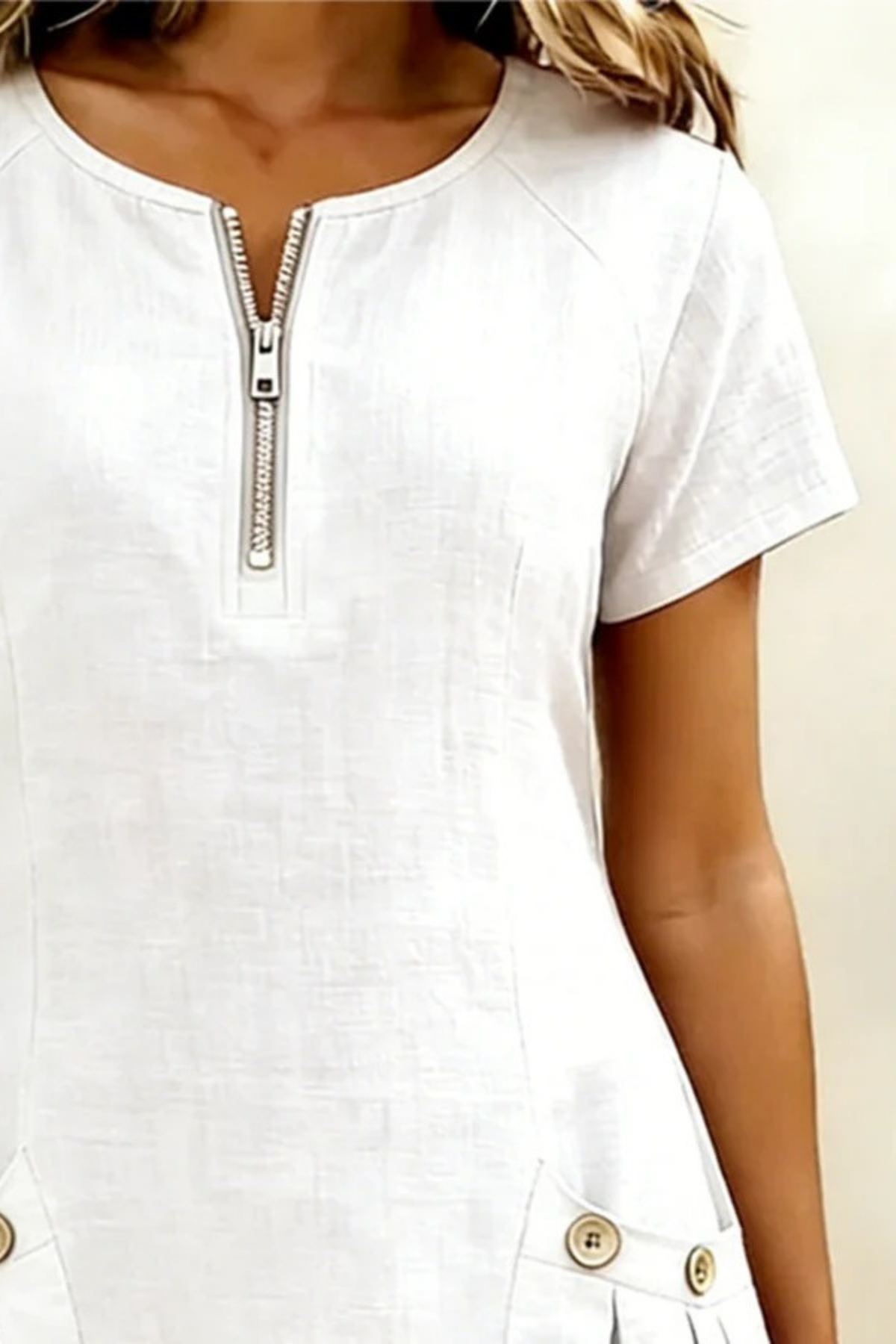 Zip Neck Mini Dress Modern Relaxed Style
