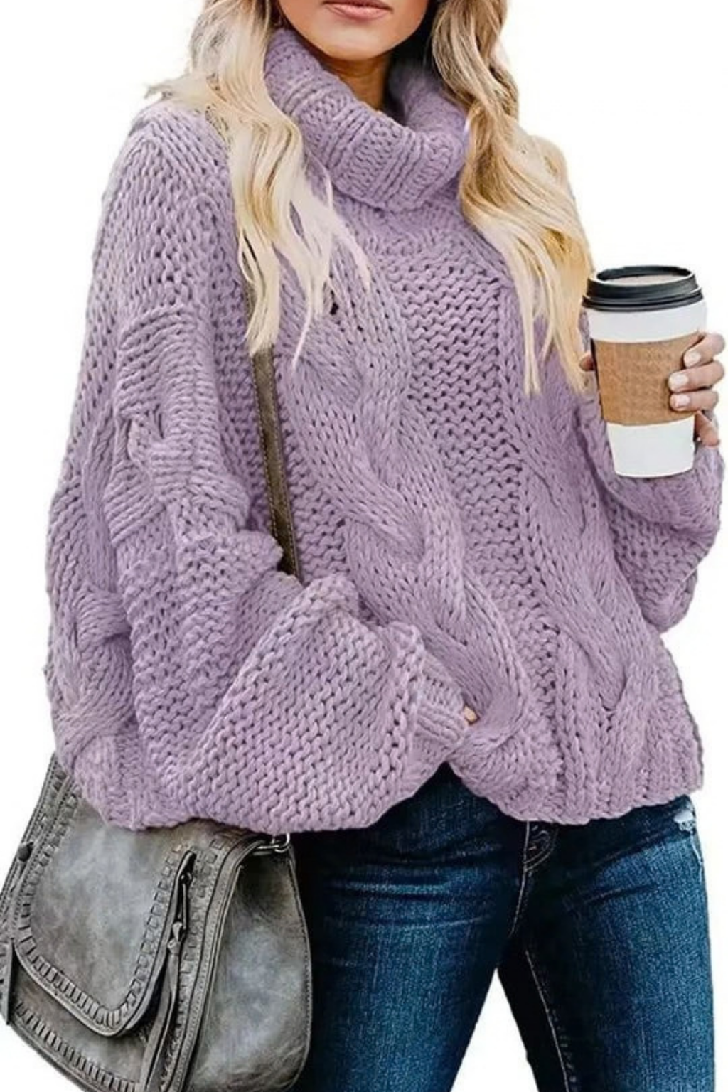 Women’s Turtleneck Sweater Chunky Knit Cozy Style