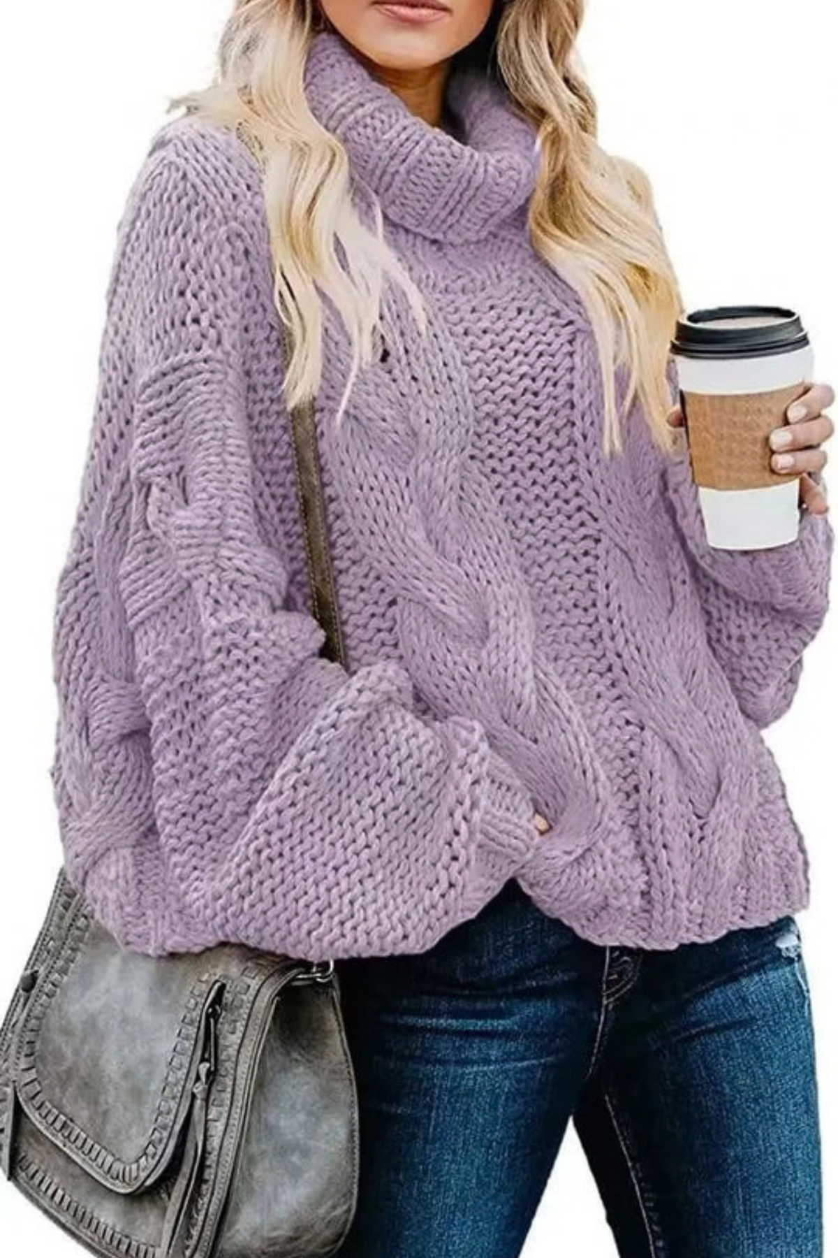 Women’s Turtleneck Sweater Chunky Knit Cozy Style