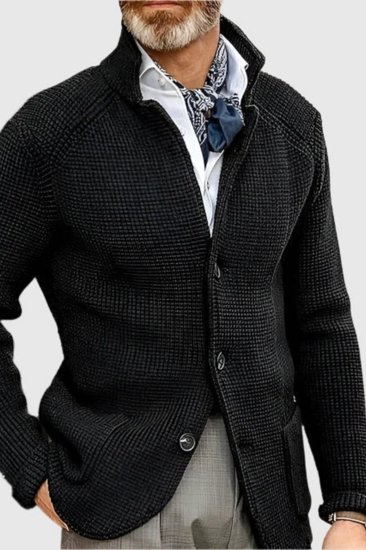 Waffle Knit Cardigan Sweater Smart Casual Style