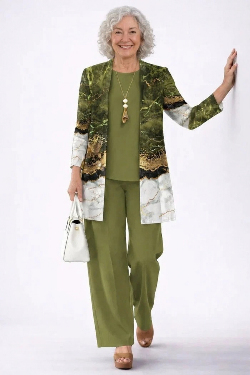 Women’s Matching Set Open Front Elegant Style