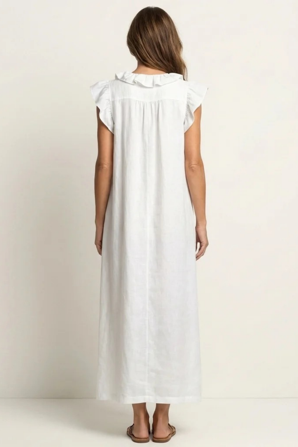 Maxi Dress Ruffle V Neck Relaxed Style