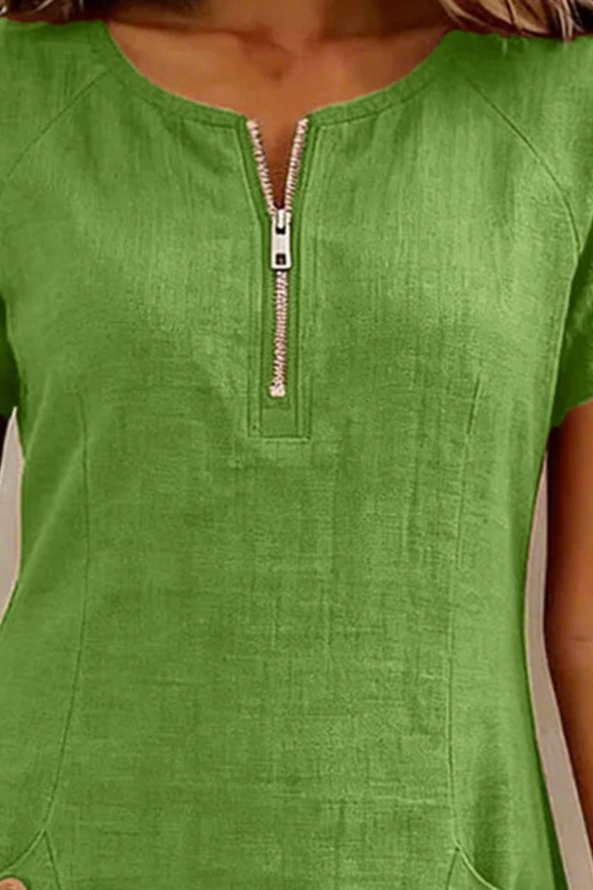 Zip Neck Mini Dress Modern Relaxed Style