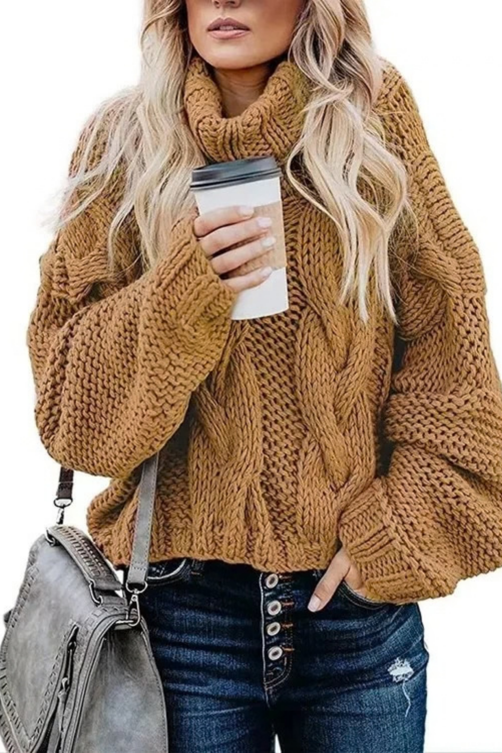 Women’s Turtleneck Sweater Chunky Knit Cozy Style