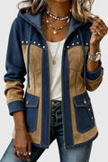 Hooded Jacket Zip Front Casual Style