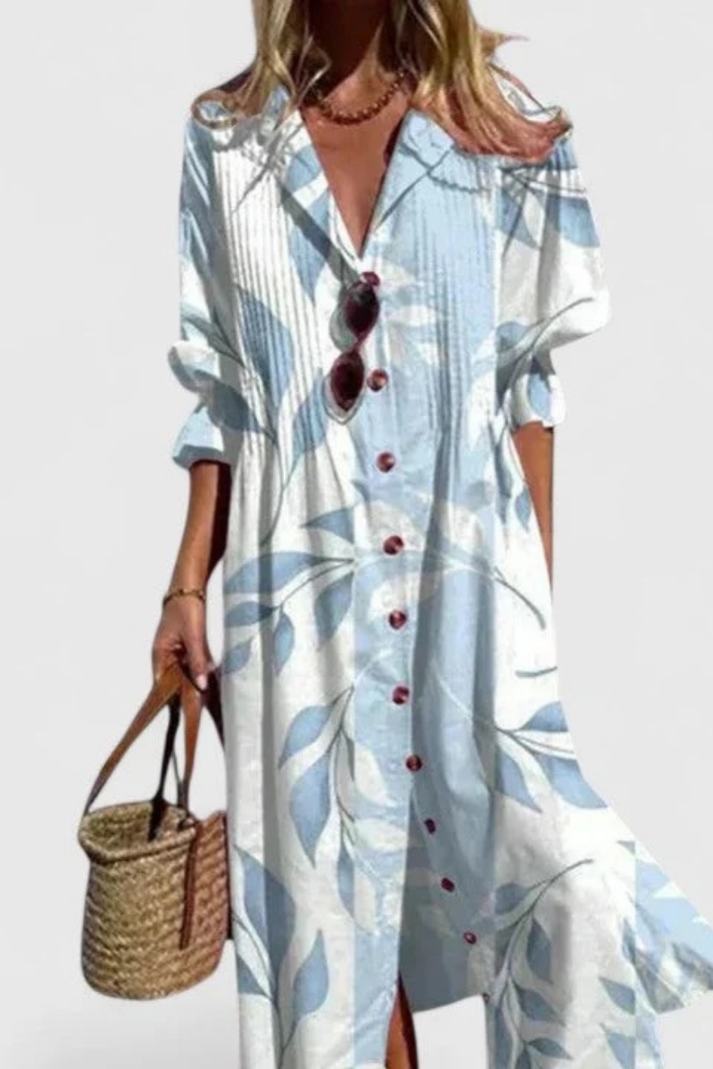 Floral Shirt Maxi Dress Relaxed Boho Style