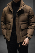 High Collar Puffer Jacket Refined Casual Style