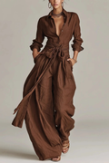 Women’s Jumpsuit Belted Wide Leg Elegant Style