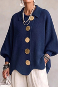 Oversized Cardigan Large Button Elegant Style