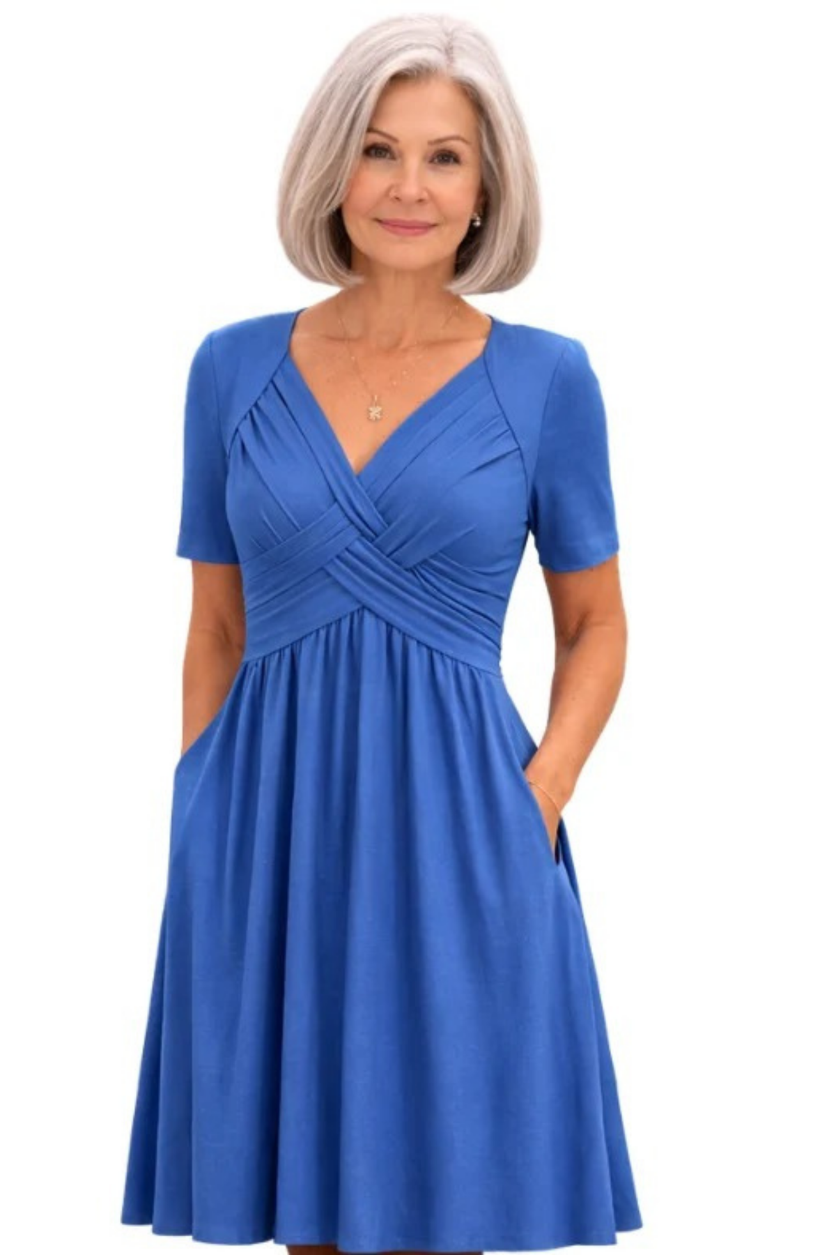 V-Neck Midi Dress Elegant Feminine Style