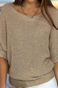 Knit Sweater Scoop Neck Relaxed Casual Style