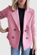 Double Breasted Blazer Knit Sleeve Elegant Style