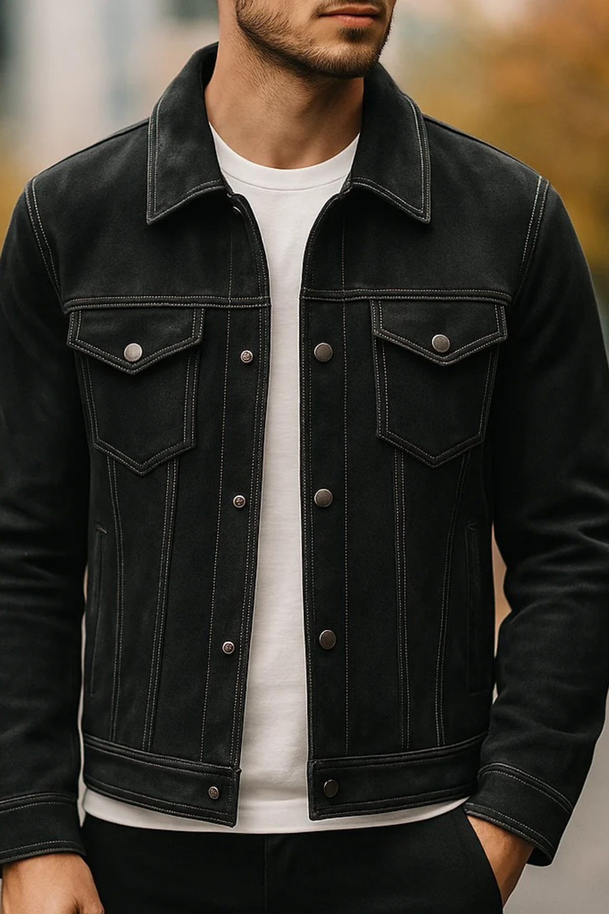Button Front Jacket Modern Urban Style