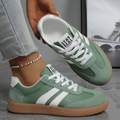 Retro Lace-Up Sneakers Suede Detail Casual Style