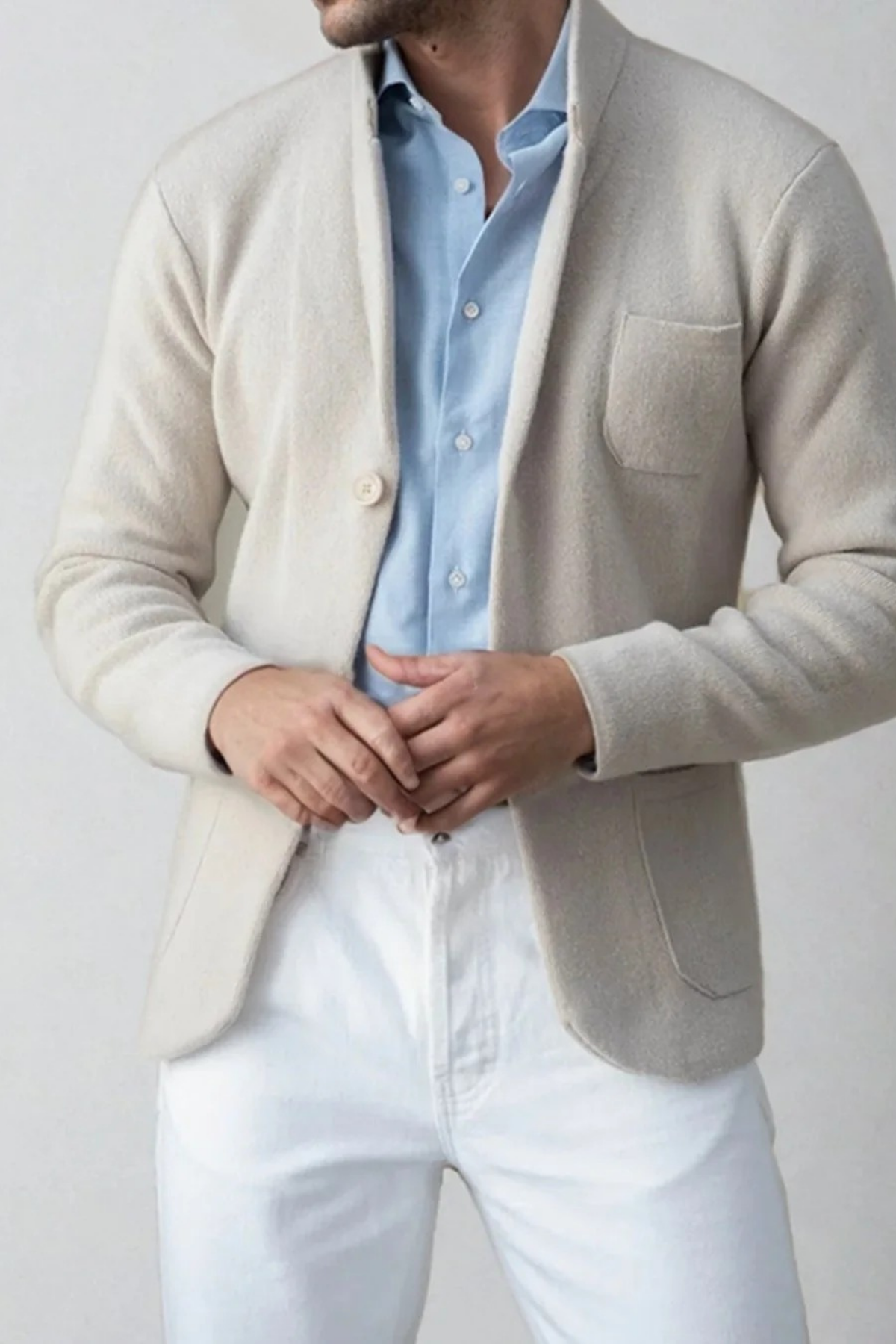 Button Front Knit Blazer Cardigan Refined Style