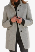 Stand Collar Coat Button Front Elegant Style