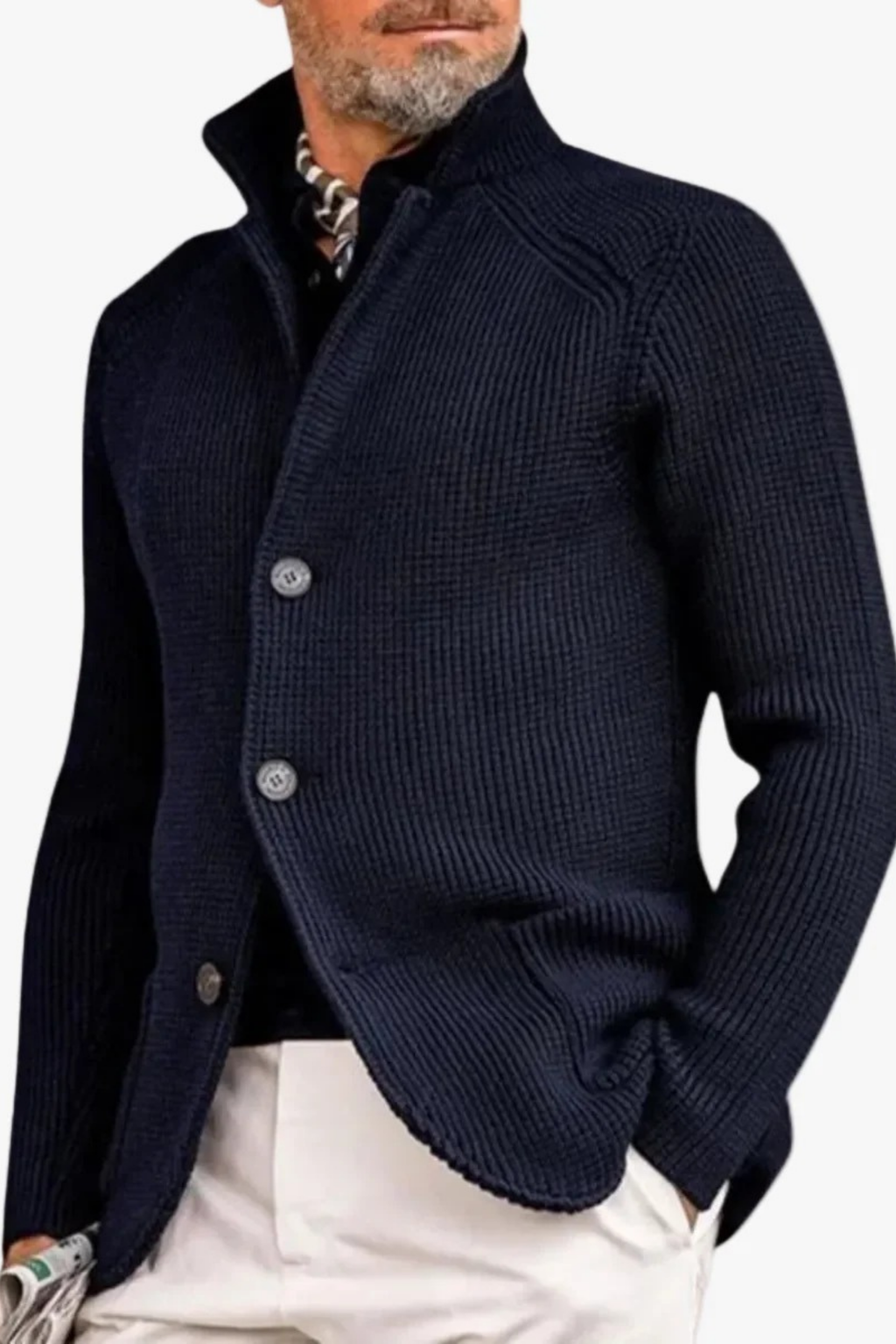 Waffle Knit Cardigan Sweater Smart Casual Style
