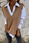 Sleeveless Knit Cardigan V-Neck Timeless Style