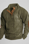 Ribbed Knit Sweater with Button Collar Classic Style