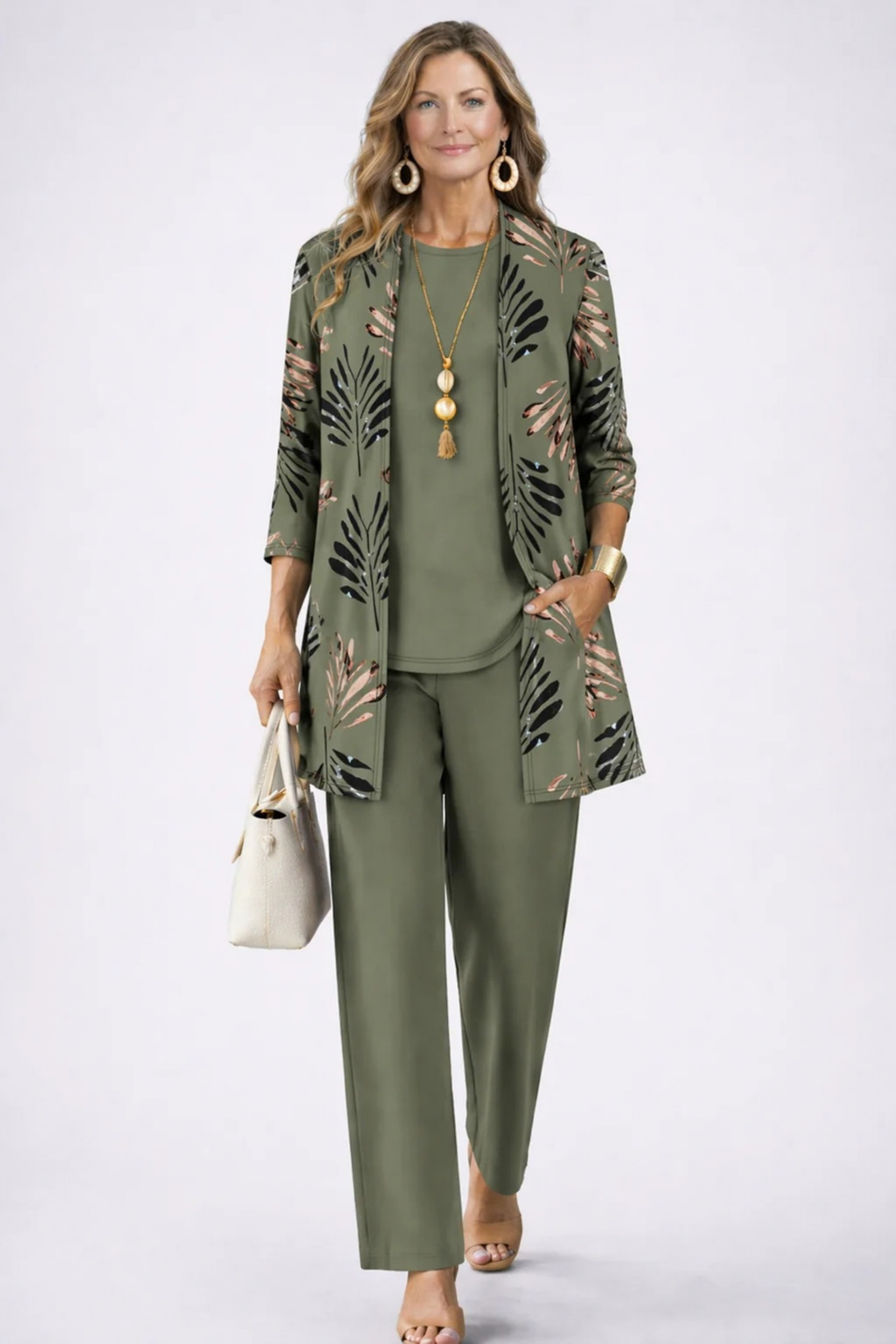 Women’s Matching Set Open Front Elegant Style