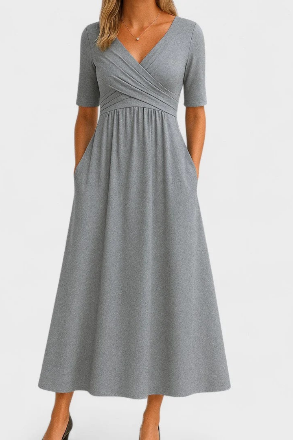 Wrap Midi Dress Classic Elegant Style
