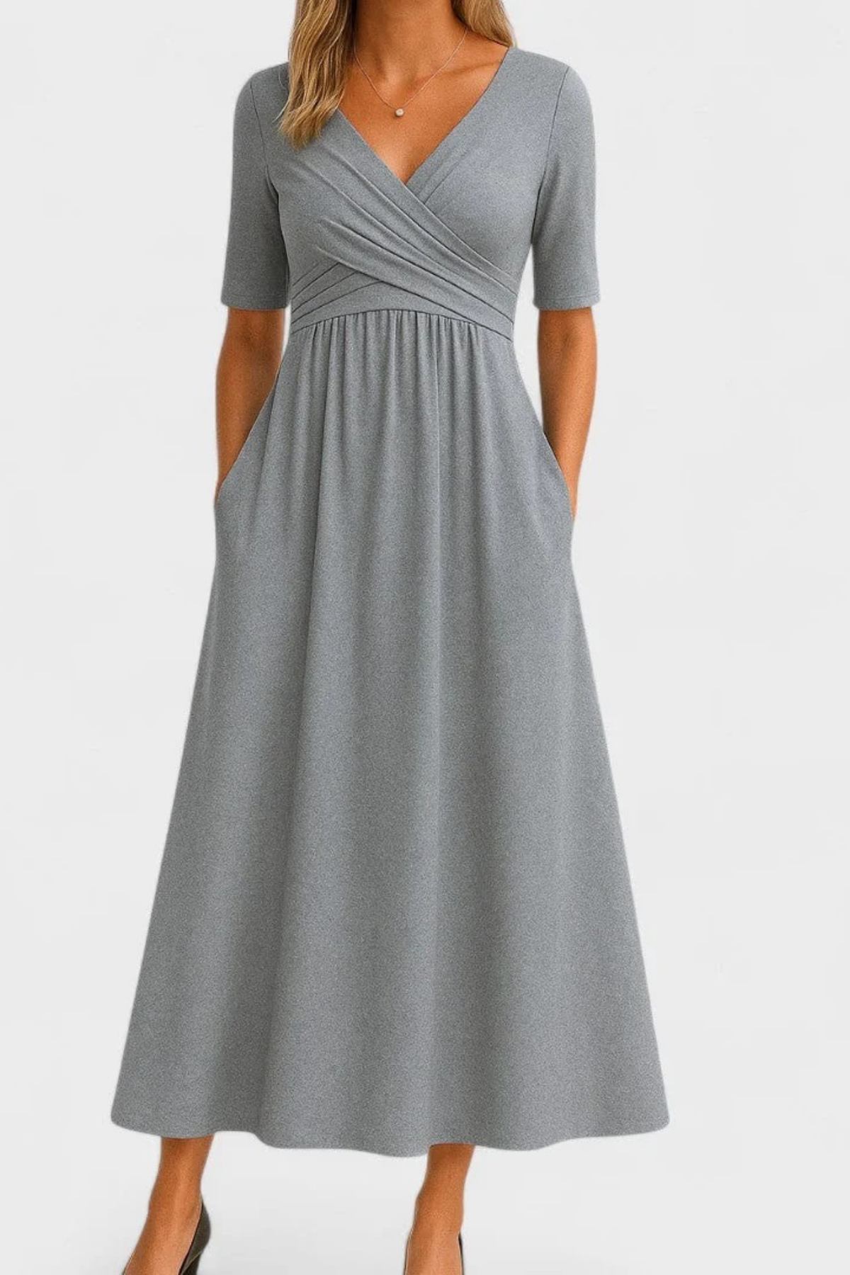 Wrap Midi Dress Classic Elegant Style
