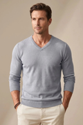 Men’s V-Neck Sweater Fine Knit Classic Style