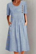 Button Detail Midi Dress Classic Everyday Style