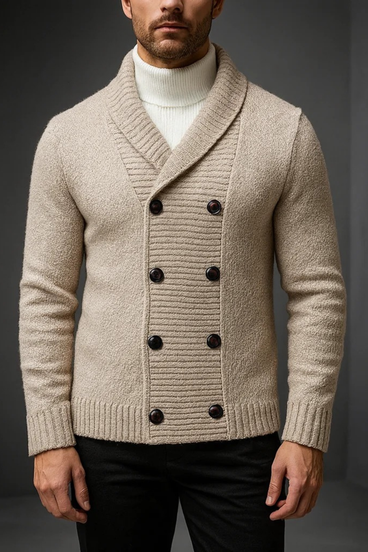 Double Breasted Knit Cardigan Smart Casual Style