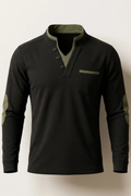 Men’s Henley Sweatshirt Stand Collar Casual Style