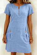 Zip Neck Mini Dress Modern Relaxed Style