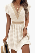 V-Neck Mini Dress Elegant Boho Style