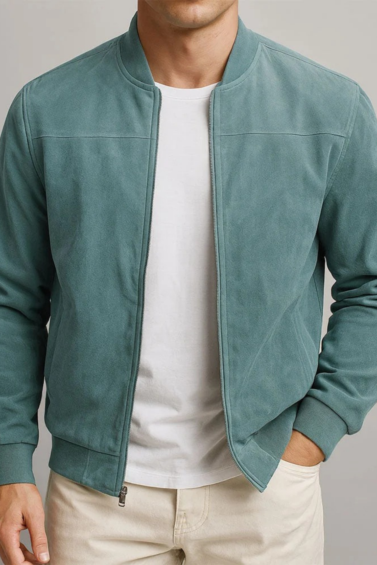 Zip Front Bomber Jacket Modern Casual Style
