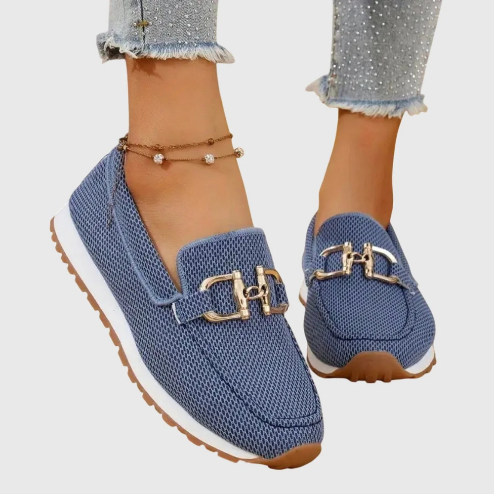 Mesh Slip-On Loafers Buckle Detail Casual Style