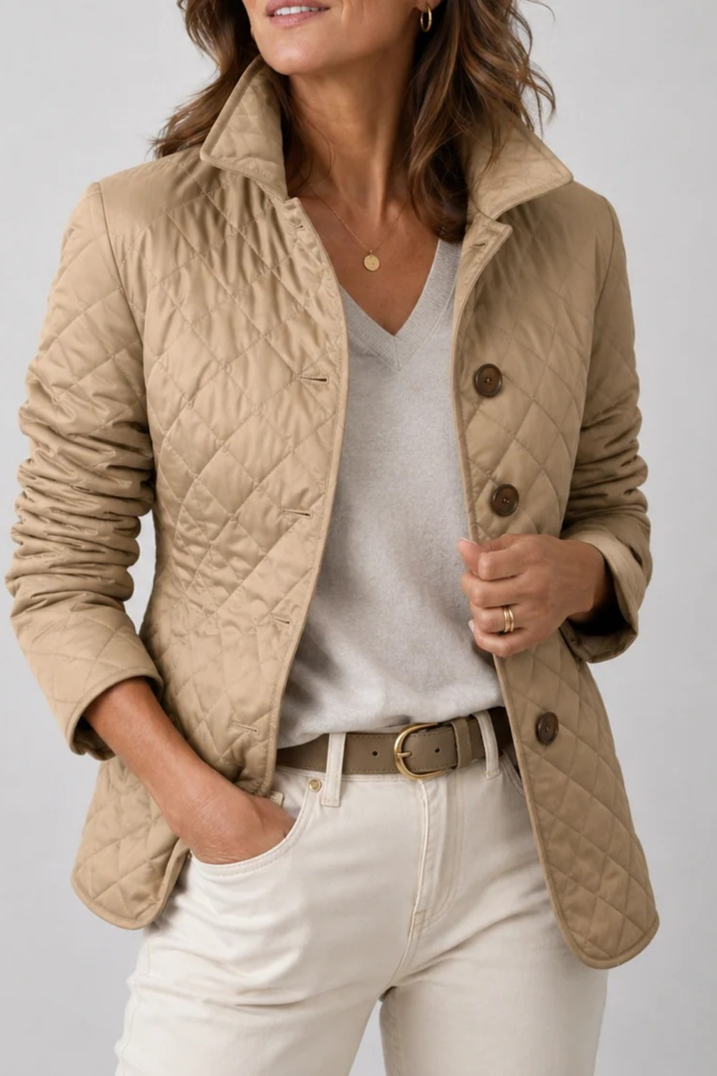 Women’s Quilted Jacket Button Front Classic Style