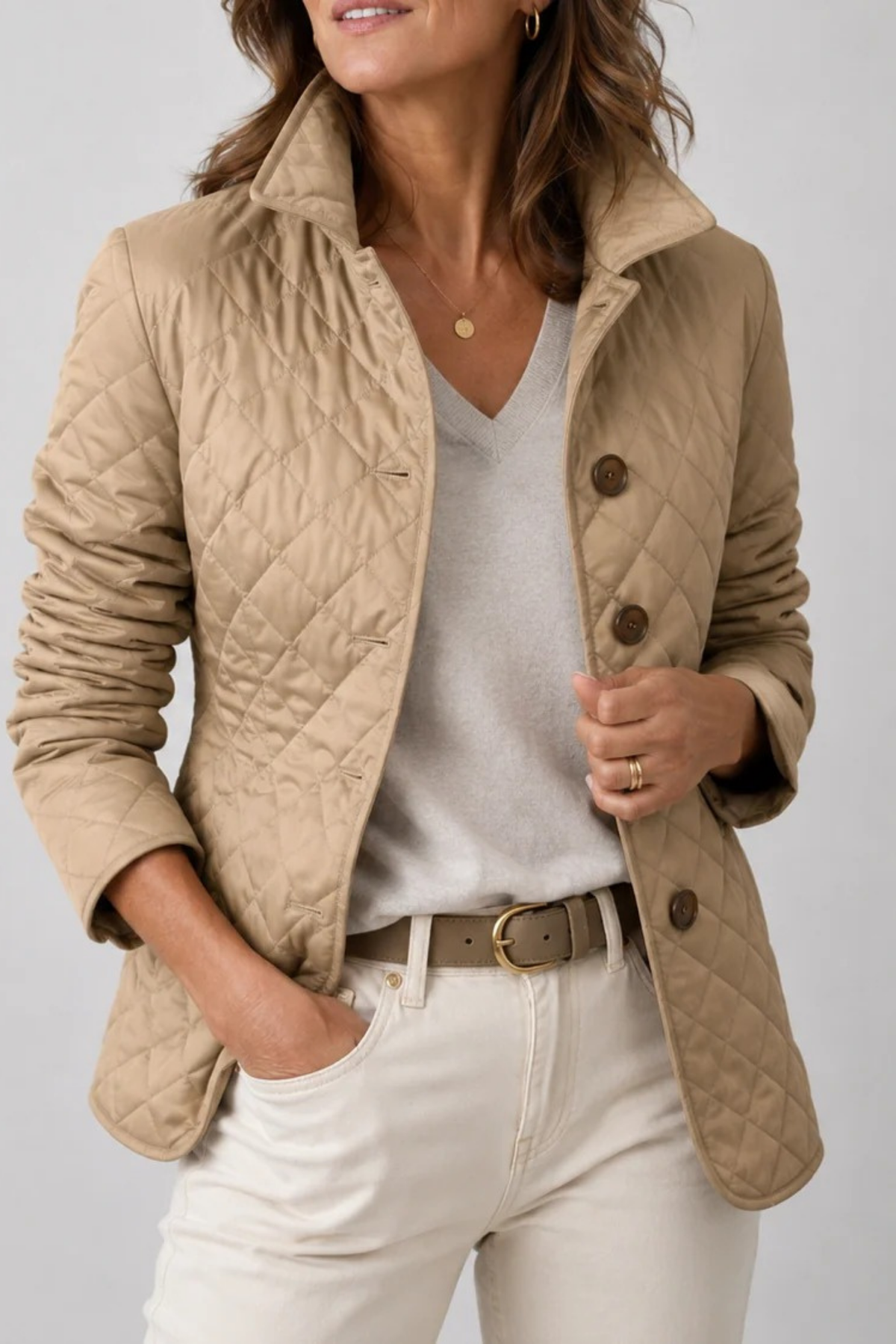 Women’s Quilted Jacket Button Front Classic Style