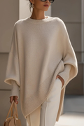 Oversized Knit Sweater Asymmetric Hem Elegant Style
