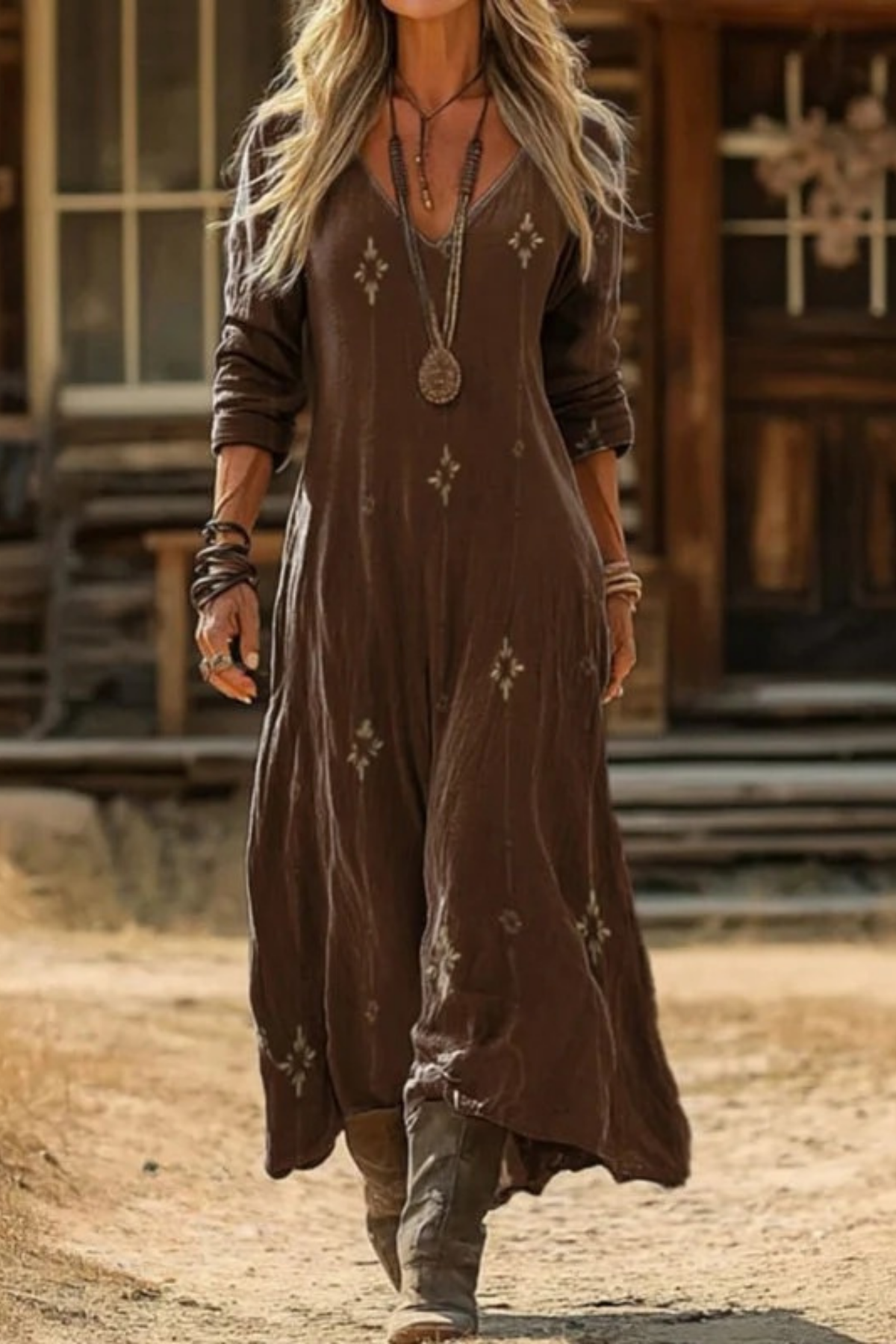 Boho Maxi Dress Vintage Casual Style