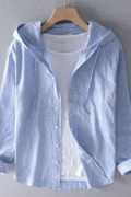Hooded Button Front Shirt Lightweight Casual Style