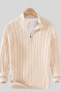 Men’s Long Cardigan Quarter Zip Cable Knit Classic Style