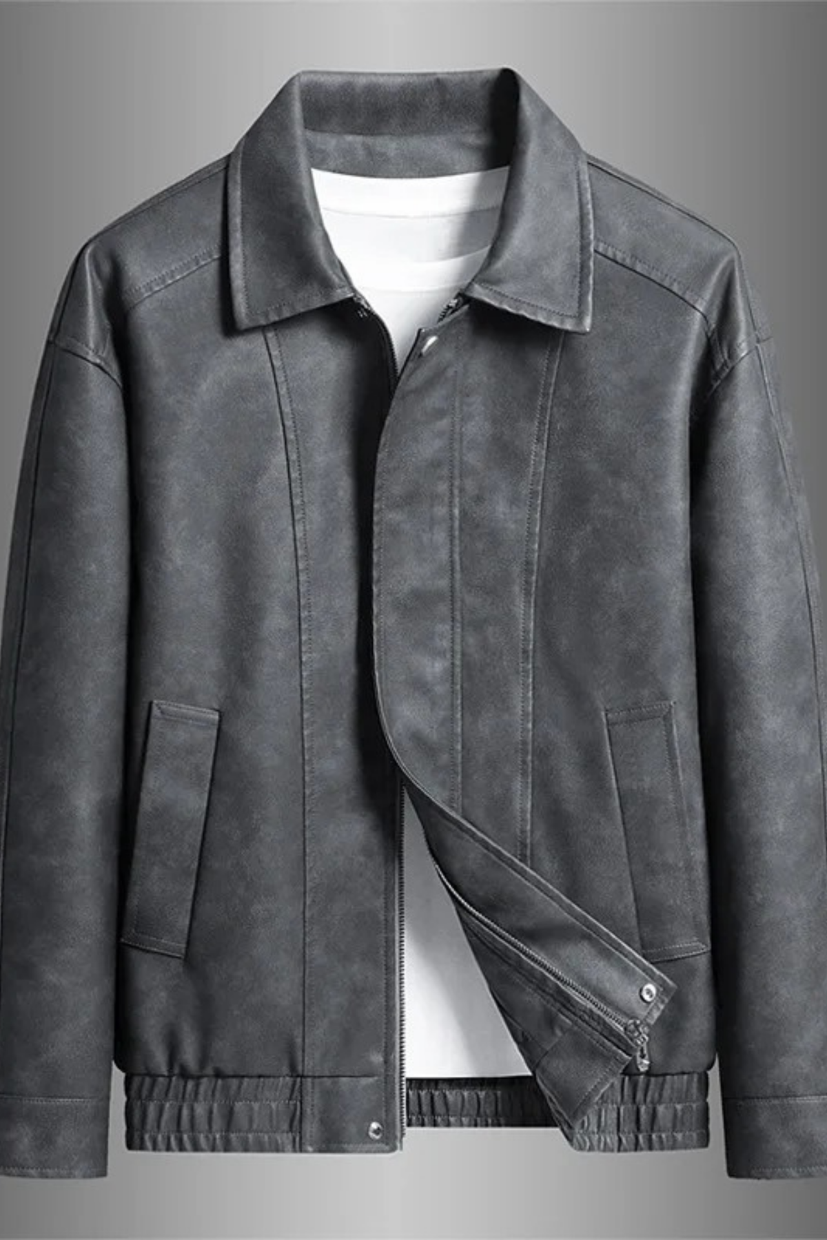 Men’s Leather Jacket Classic Collar Modern Style
