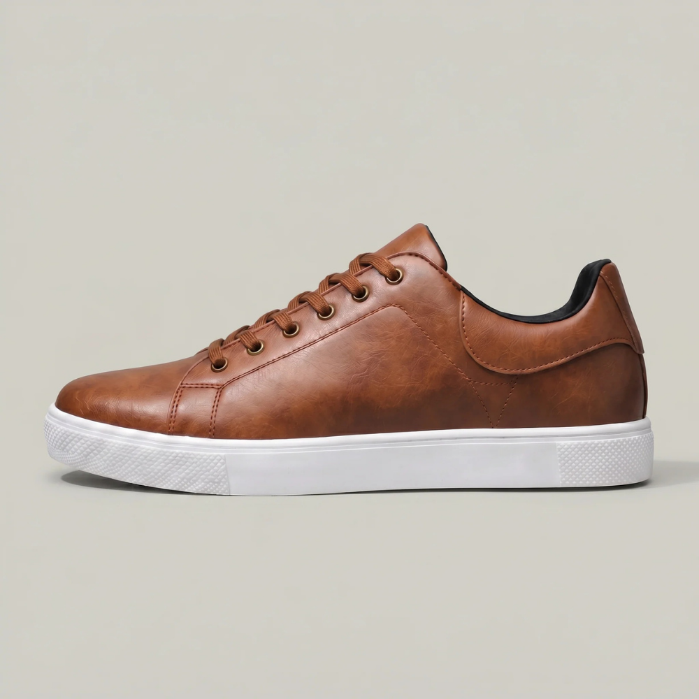 Leather Lace Up Sneakers Refined Casual Style