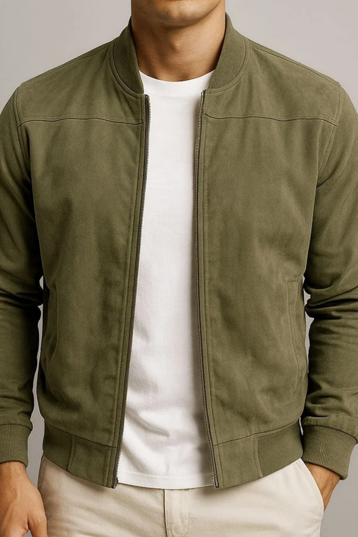 Zip Front Bomber Jacket Modern Casual Style