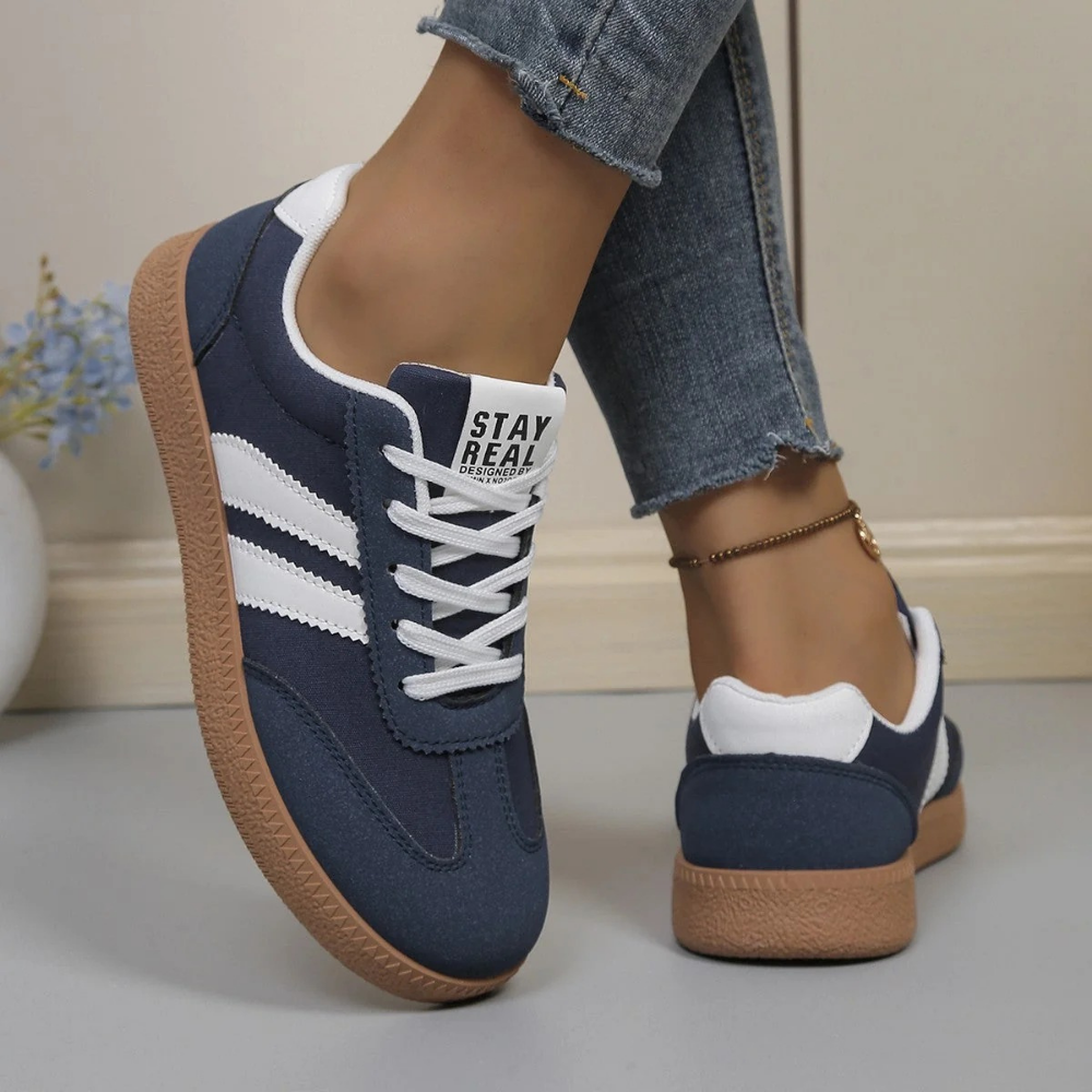 Retro Lace-Up Sneakers Suede Detail Casual Style